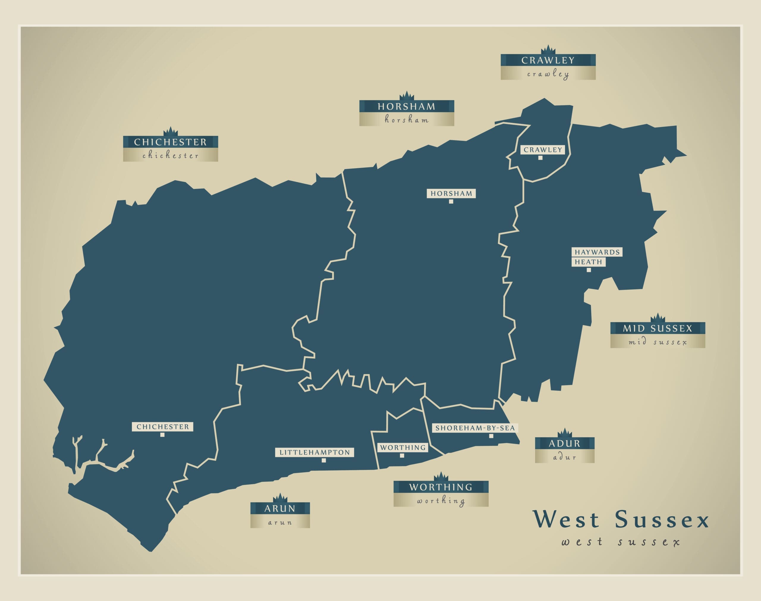 West Sussex map scaled
