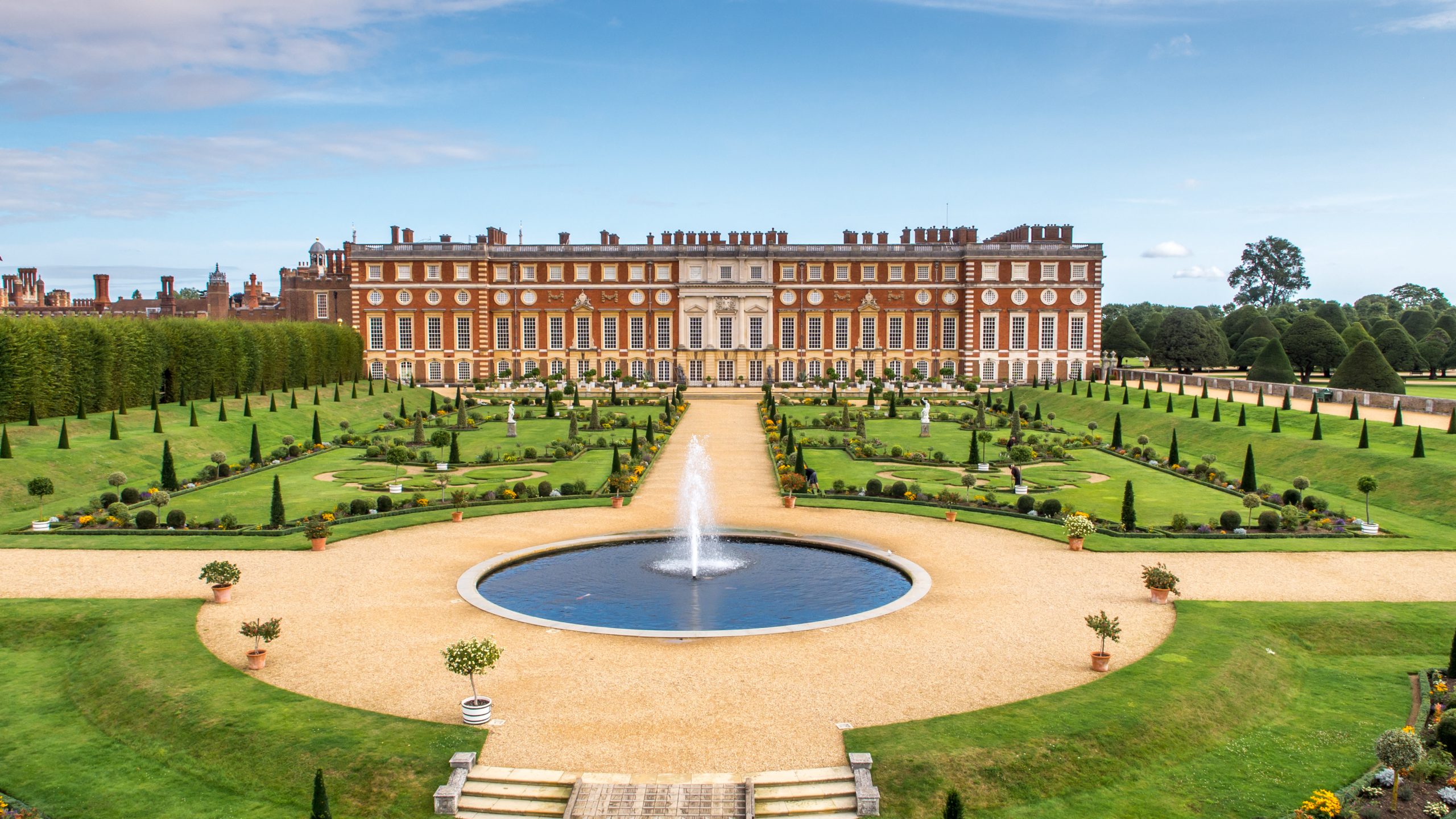 A stunning image of Hampton Court Palace in Surrey